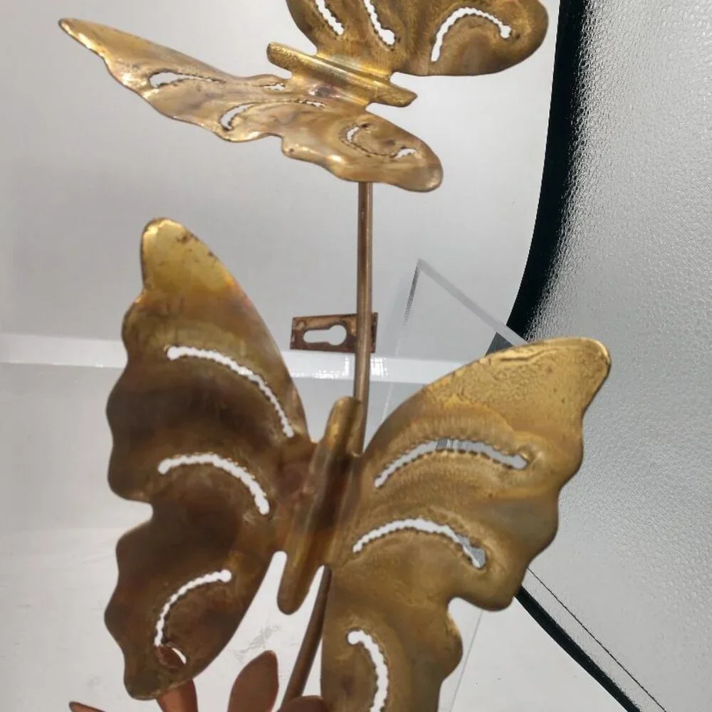 Vintage Brass Butterfly Wall Art Hanging - Brass and Copper-Mid Century Modern